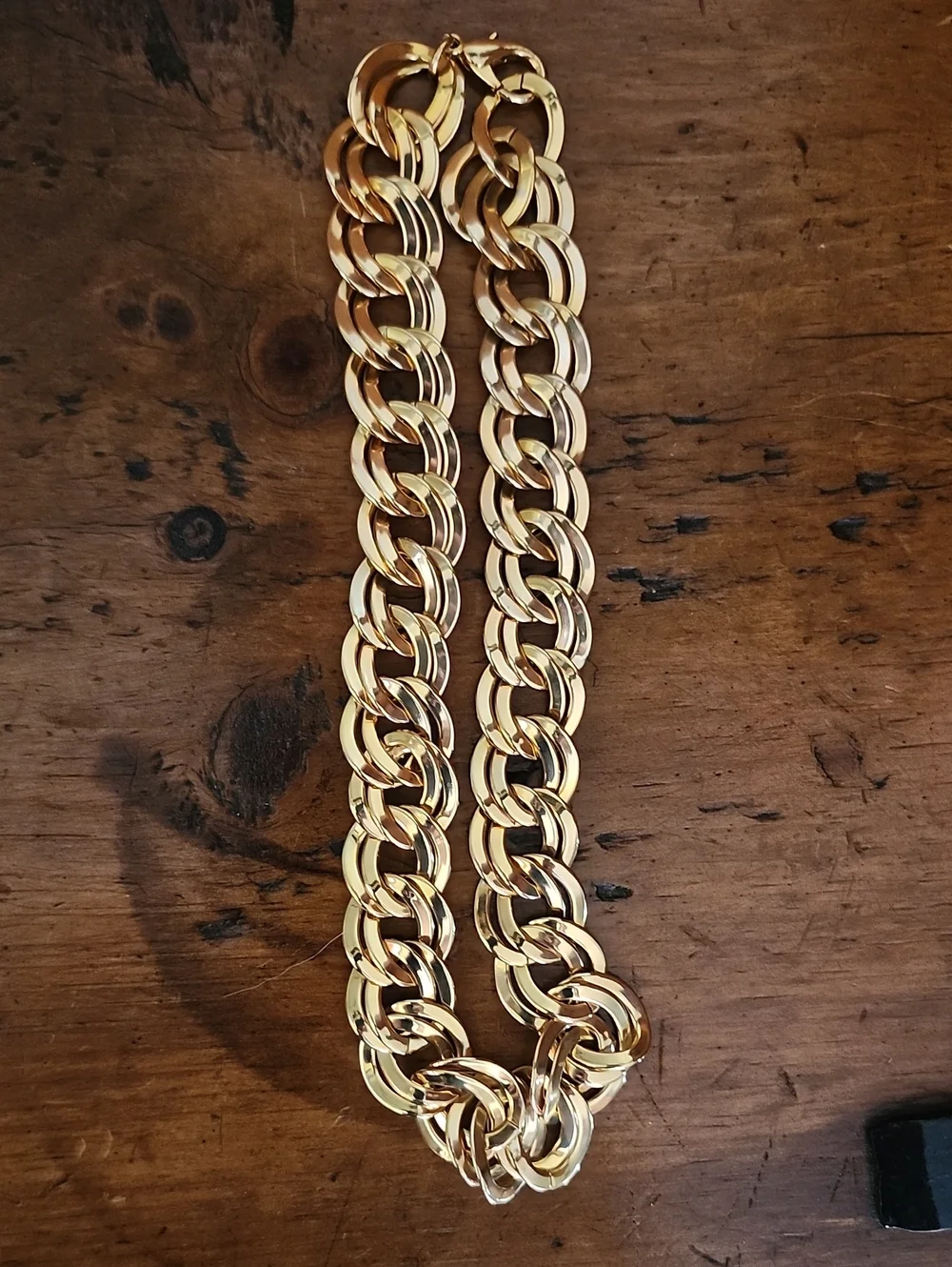Gold Tone Chunky Link Necklace -18 Inches